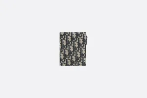 Vertical Compact Card Holder • Beige and Black Dior Oblique Jacquard