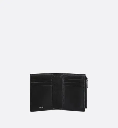 Vertical Compact Card Holder • Beige and Black Dior Oblique Jacquard