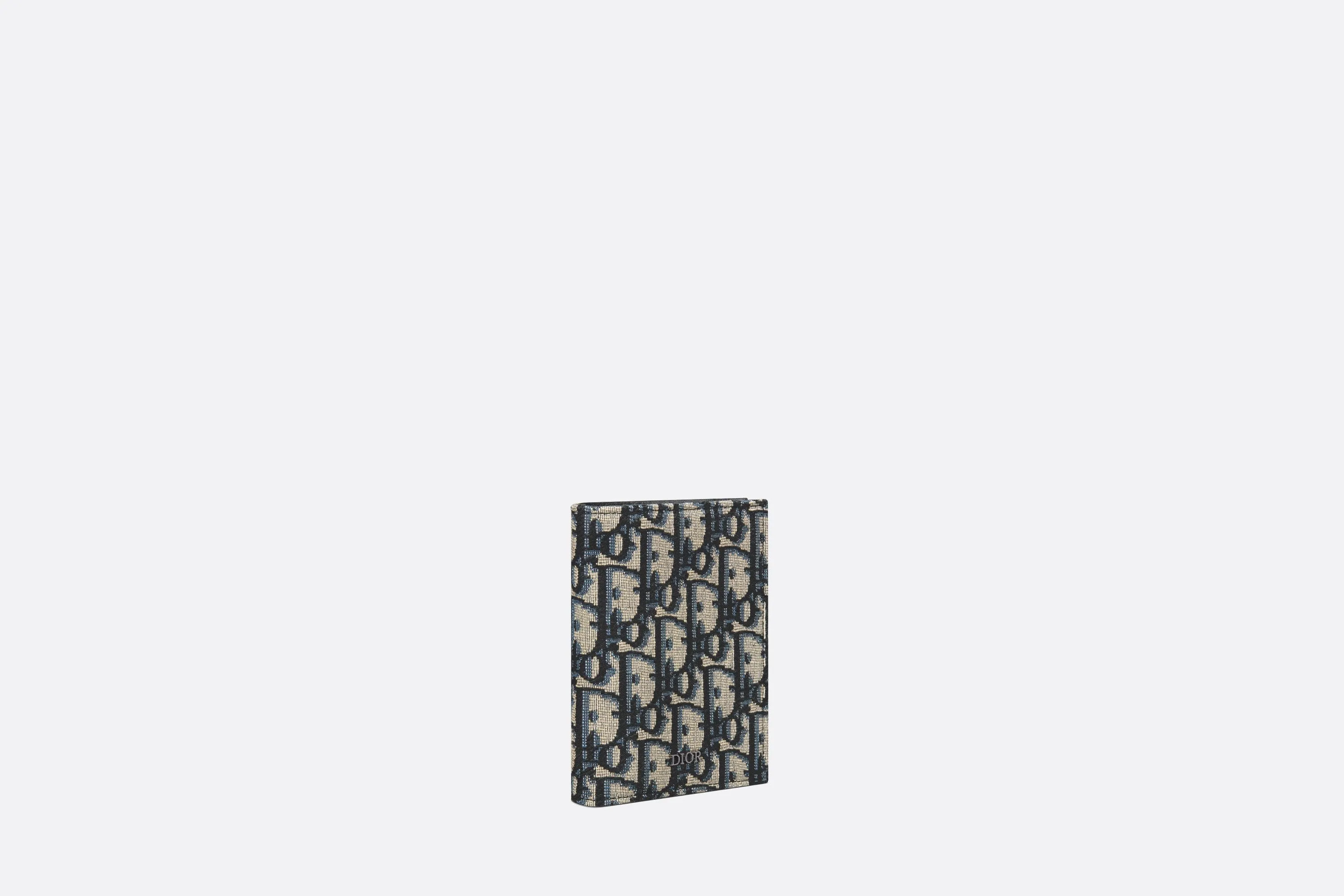 Vertical Compact Card Holder • Beige and Black Dior Oblique Jacquard