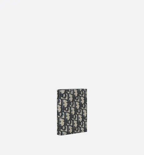 Vertical Compact Card Holder • Beige and Black Dior Oblique Jacquard
