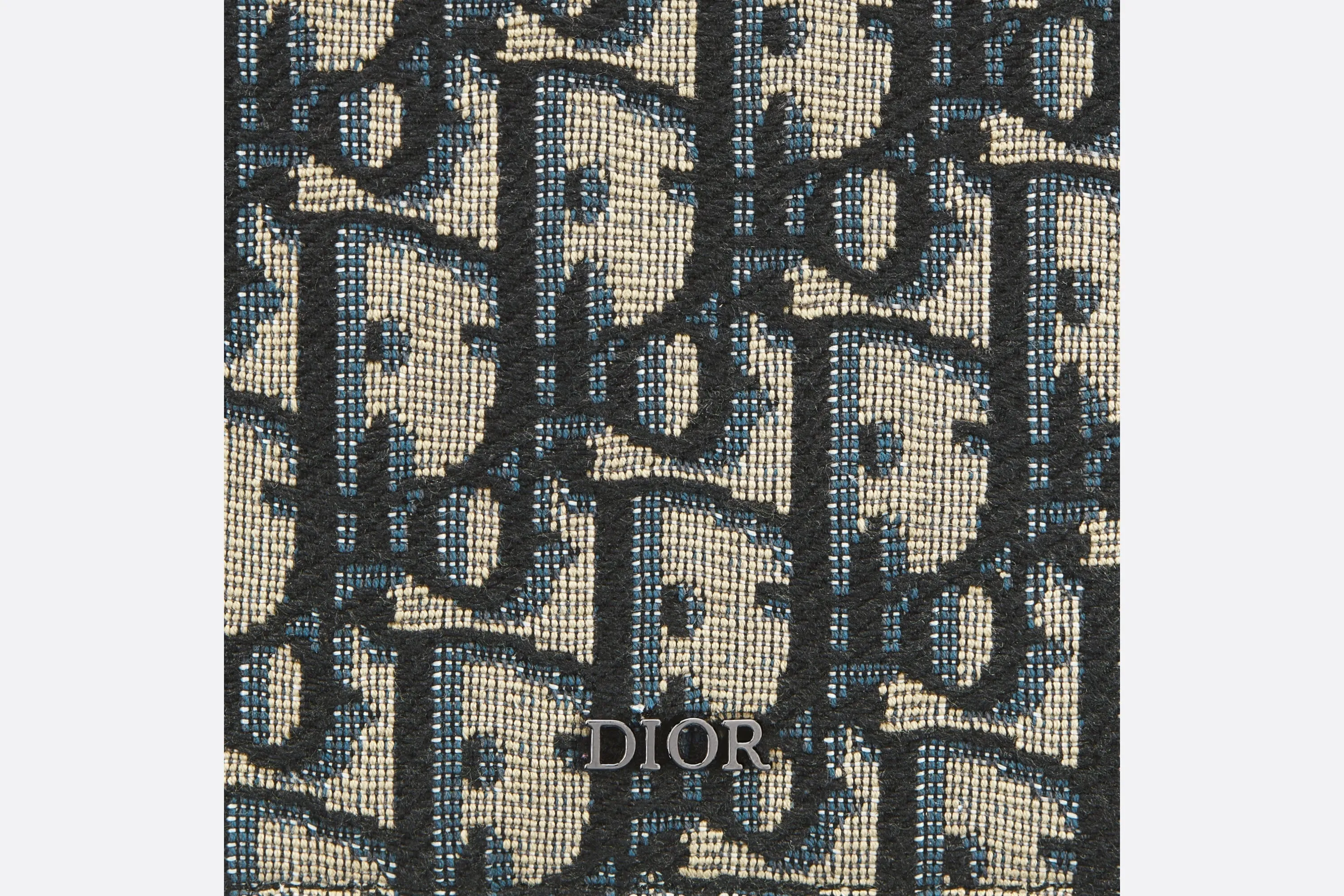 Vertical Compact Card Holder • Beige and Black Dior Oblique Jacquard