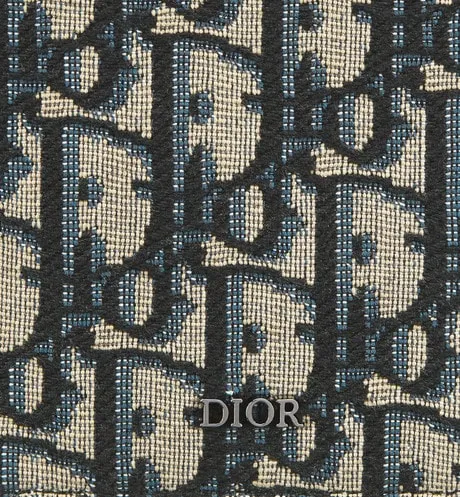 Vertical Compact Card Holder • Beige and Black Dior Oblique Jacquard
