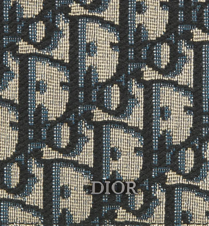 Vertical Compact Card Holder • Beige and Black Dior Oblique Jacquard