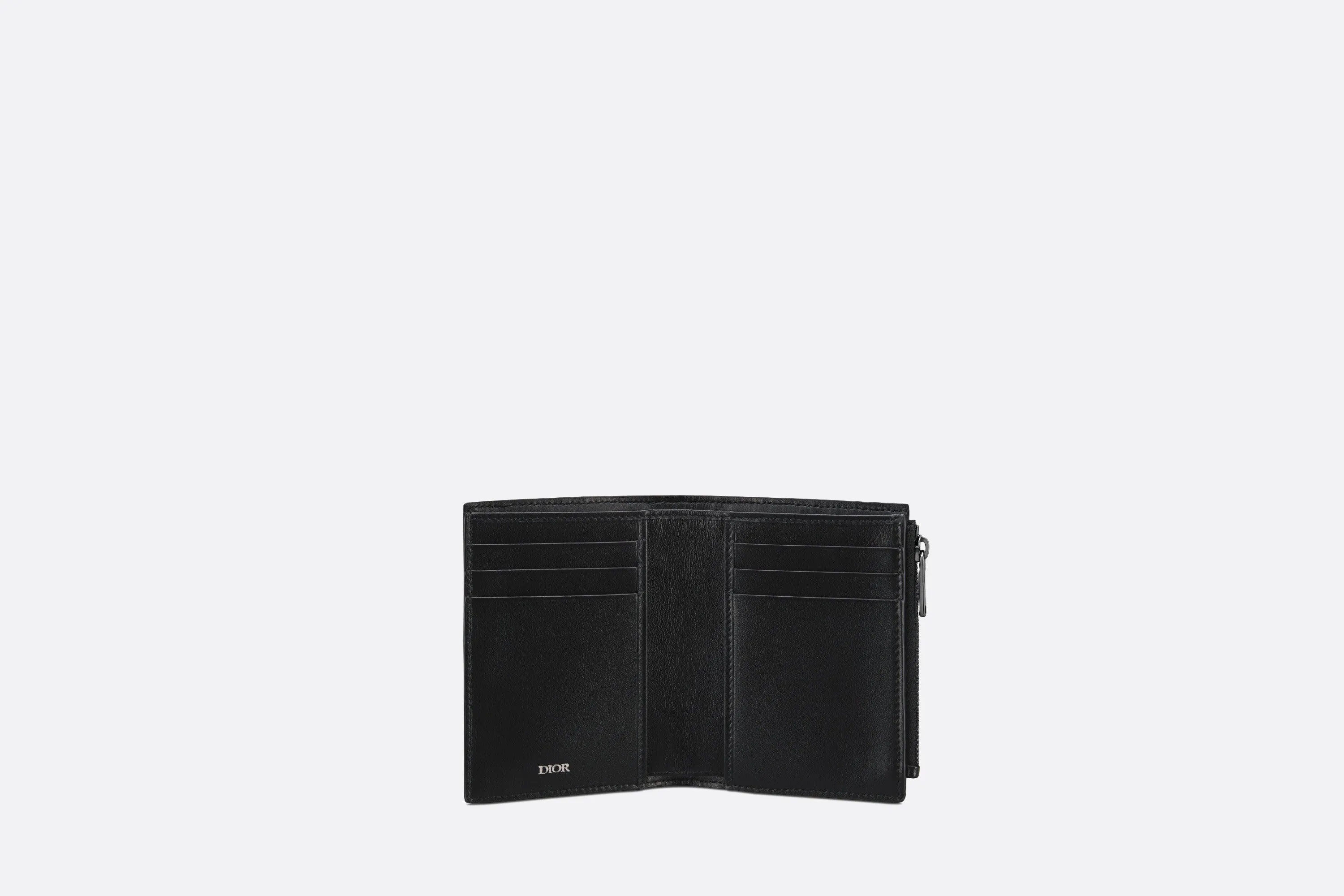 Vertical Compact Card Holder • Beige and Black Dior Oblique Jacquard