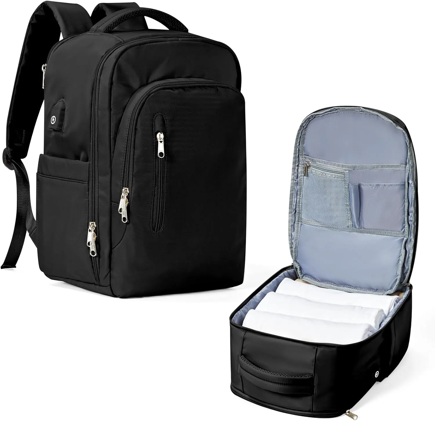 VGCUB Large Travel Backpack,Waterproof Laptop Carry on Backpack Purse for Women Men,Gym Hiking Backpack Personal Item Size Casual Daypack Work Business Backpack With USB Charging Port,Black