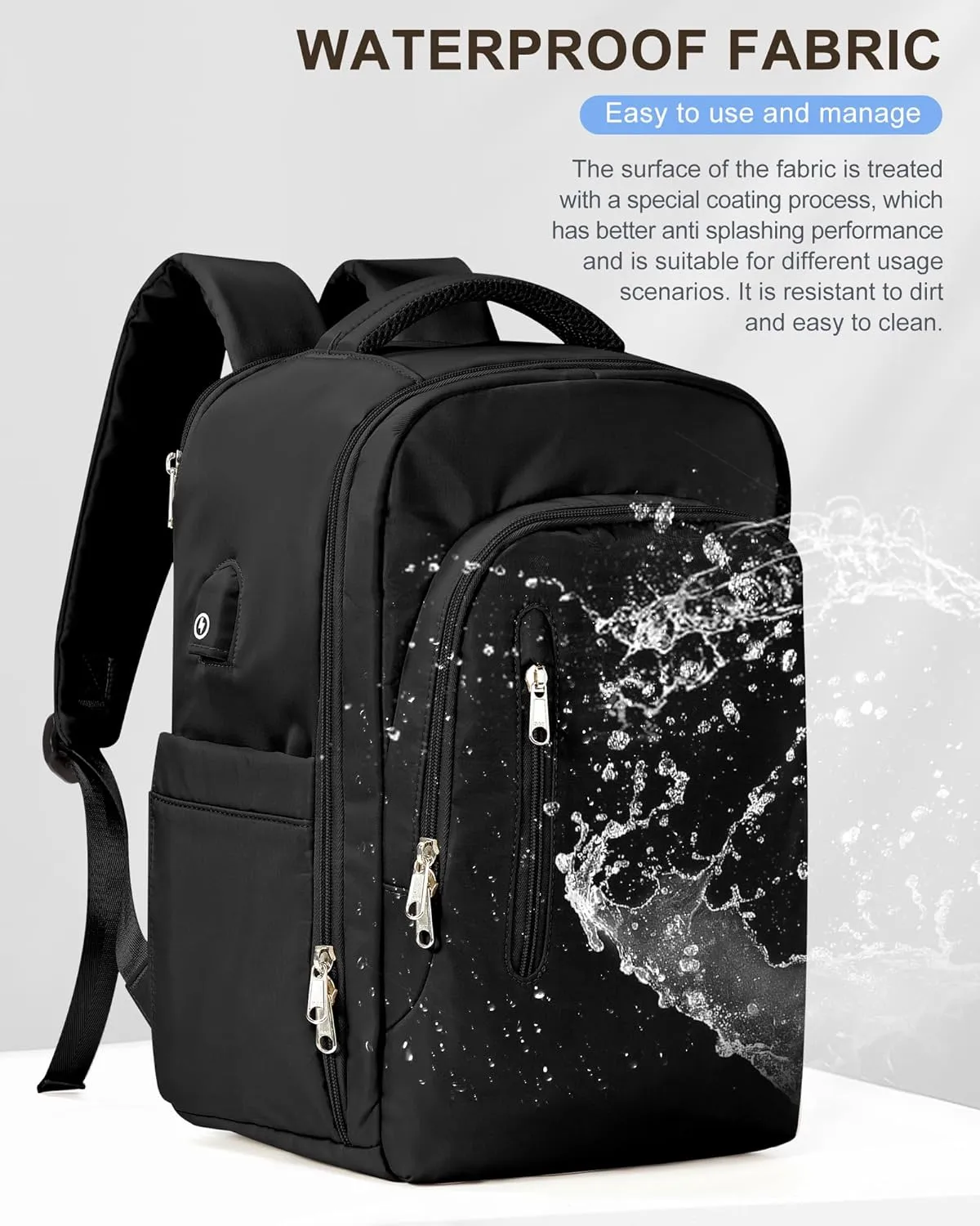 VGCUB Large Travel Backpack,Waterproof Laptop Carry on Backpack Purse for Women Men,Gym Hiking Backpack Personal Item Size Casual Daypack Work Business Backpack With USB Charging Port,Black