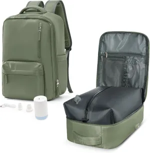 VGCUB Small Travel Backpack with Vacuum System Carry on Storage Compression Personal Item Bags with Electric Pump Work Business Vacpack College Airback lightweight Backpack for Women Men Army green