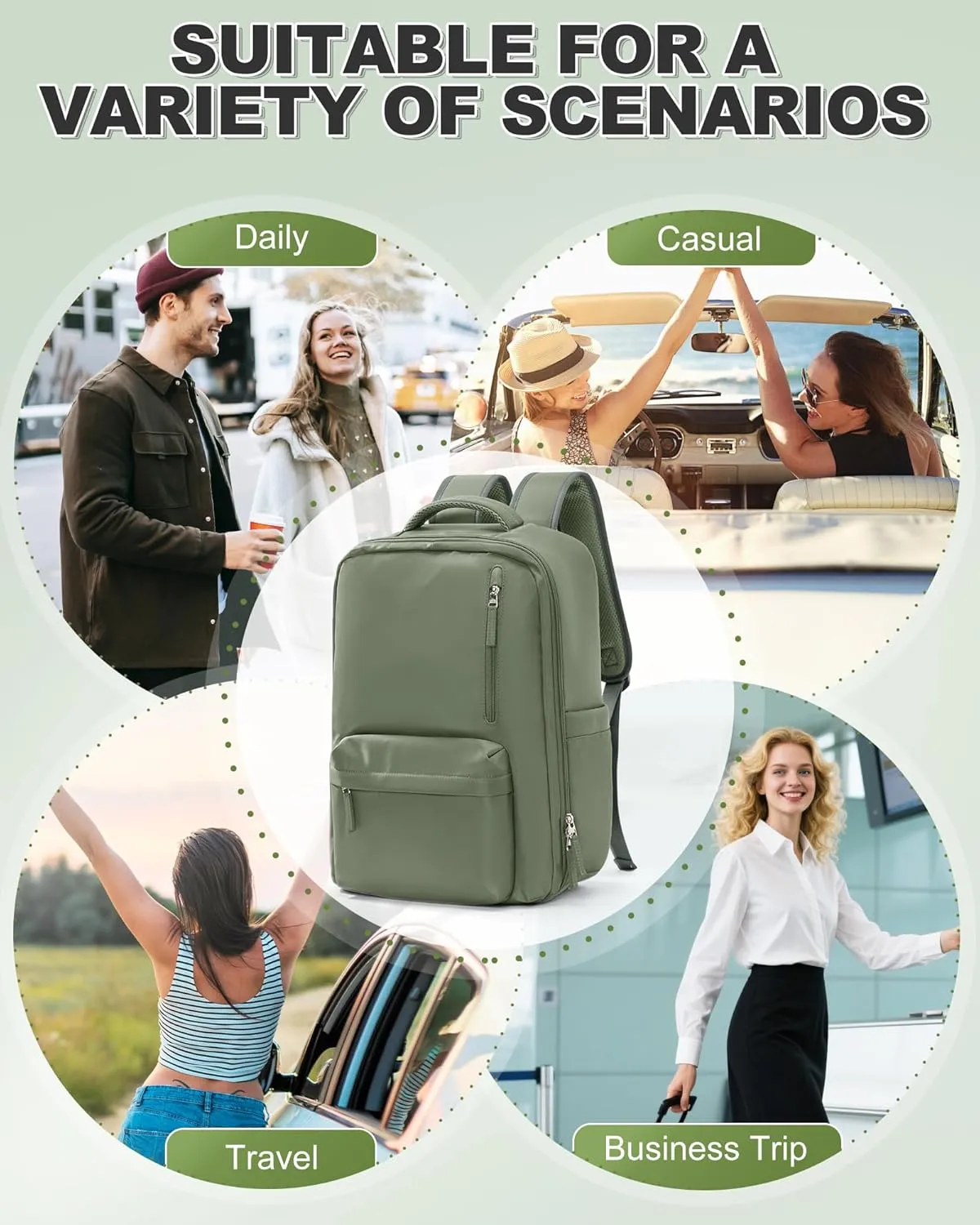 VGCUB Small Travel Backpack with Vacuum System Carry on Storage Compression Personal Item Bags with Electric Pump Work Business Vacpack College Airback lightweight Backpack for Women Men Army green