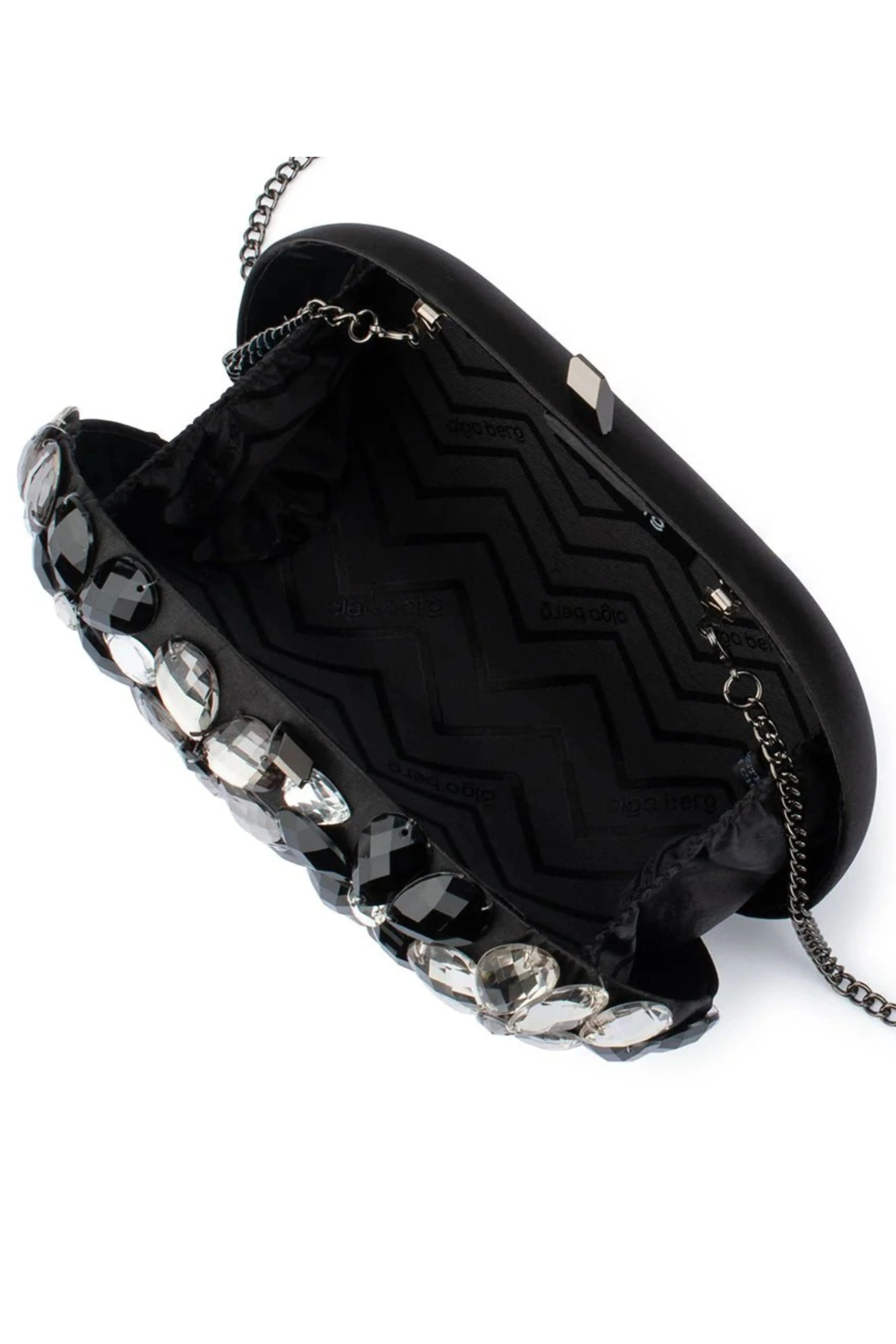 Victoria Crystal Flower Clutch - Black
