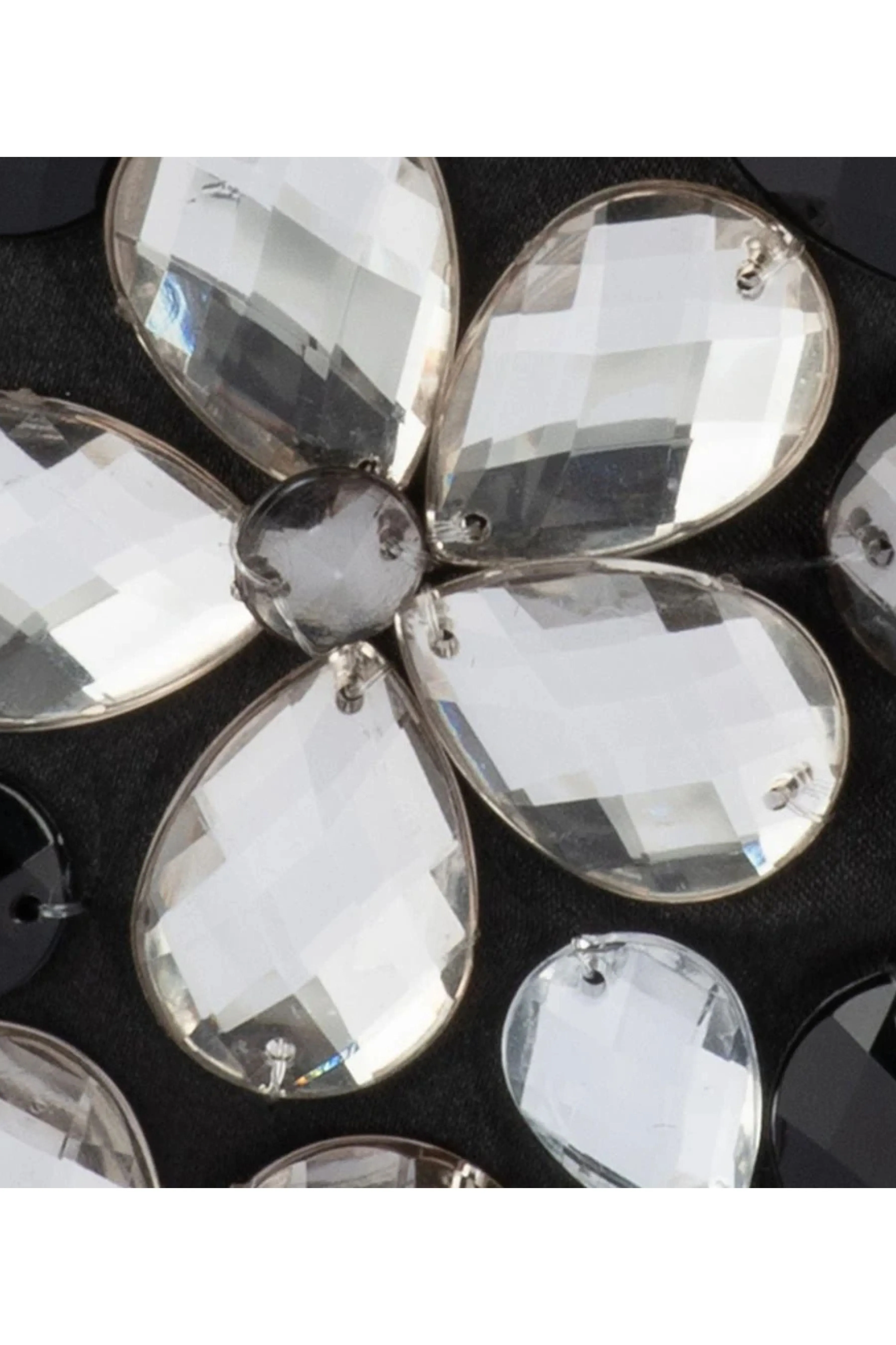 Victoria Crystal Flower Clutch - Black