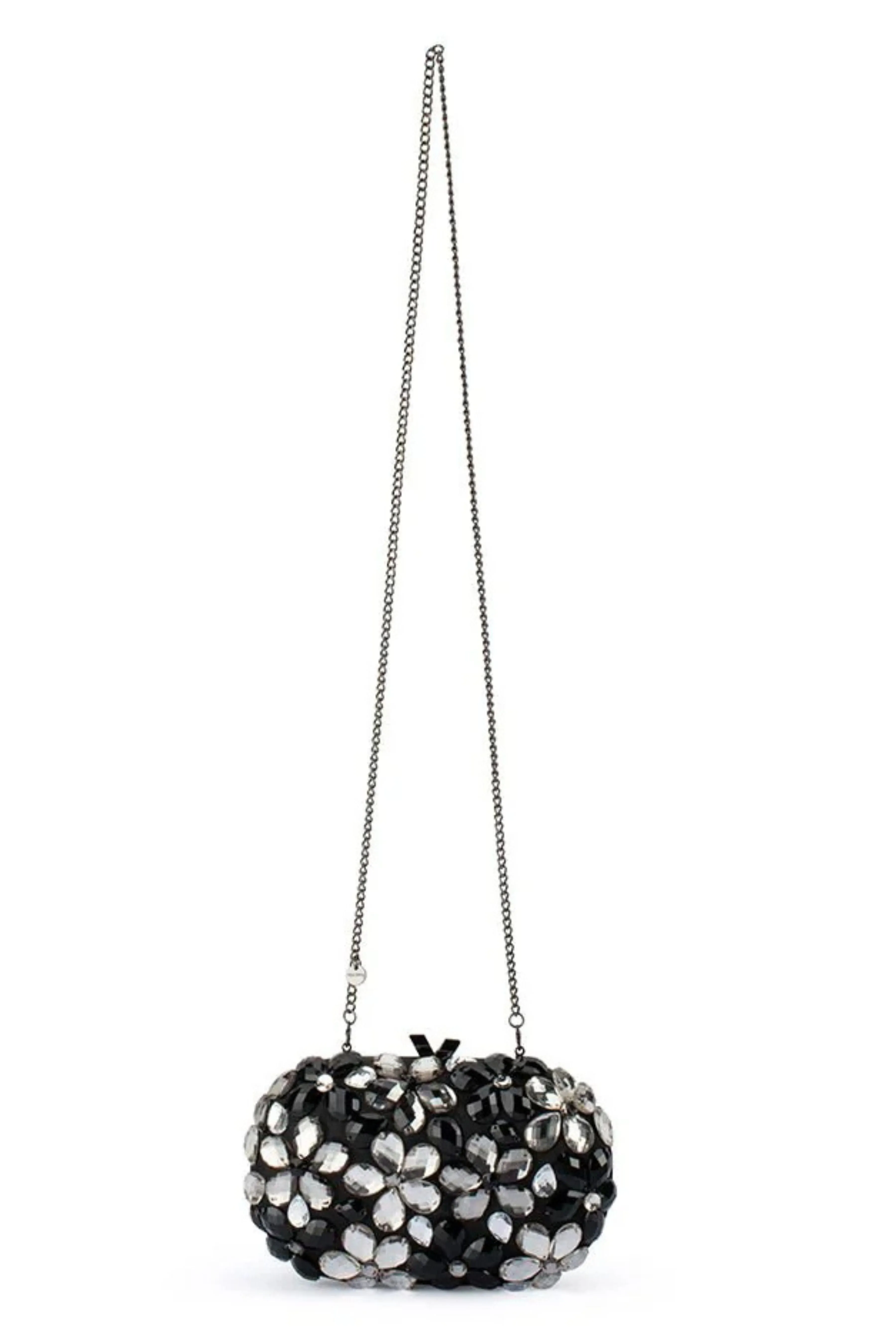 Victoria Crystal Flower Clutch - Black