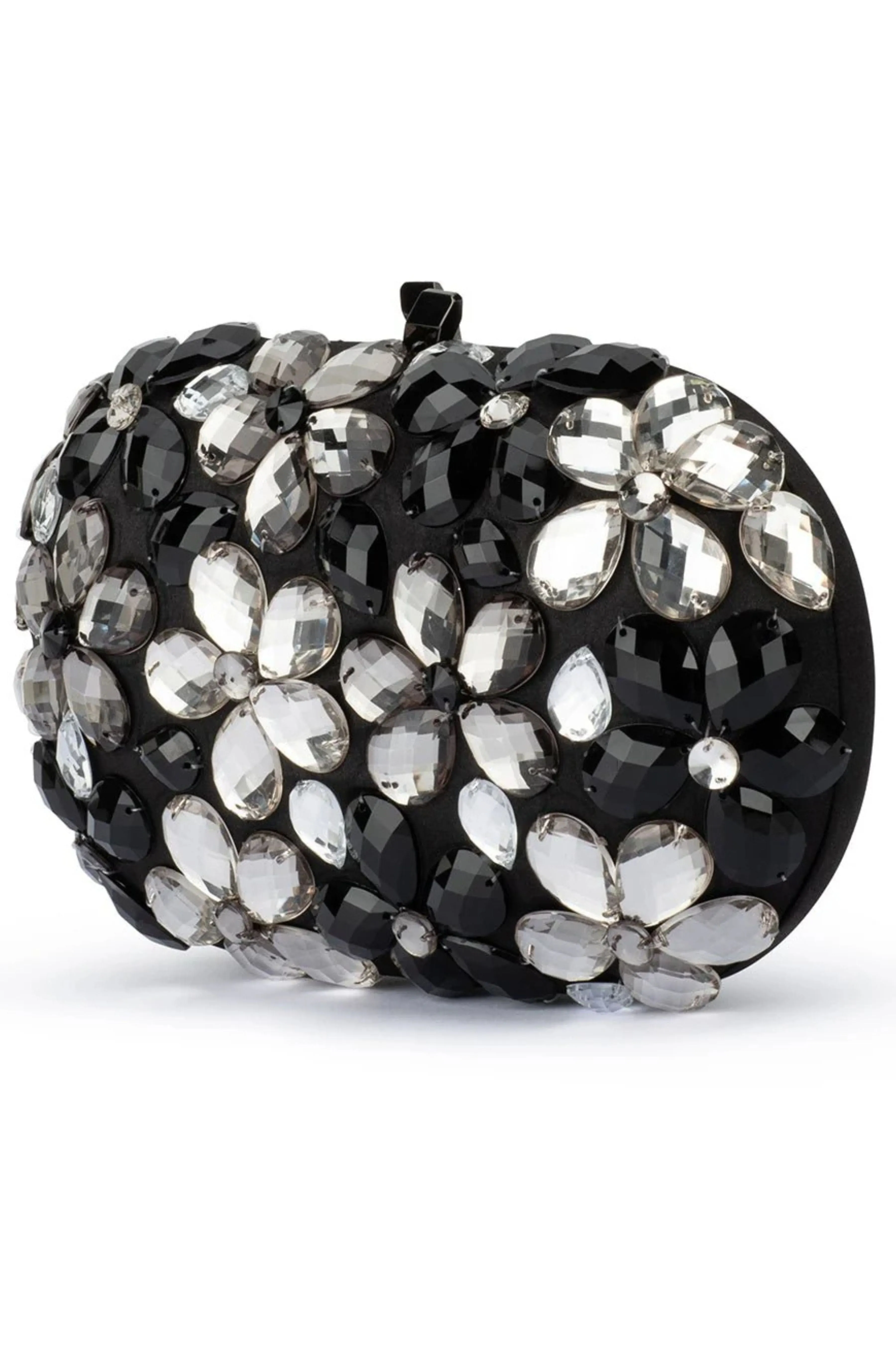 Victoria Crystal Flower Clutch - Black