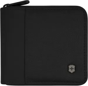 Victorinox Travel Essentials, Zip-Around Wallet, RFID Wallet with Bill Compartment, Card Slots, ID Window and Coin Pocket - Black