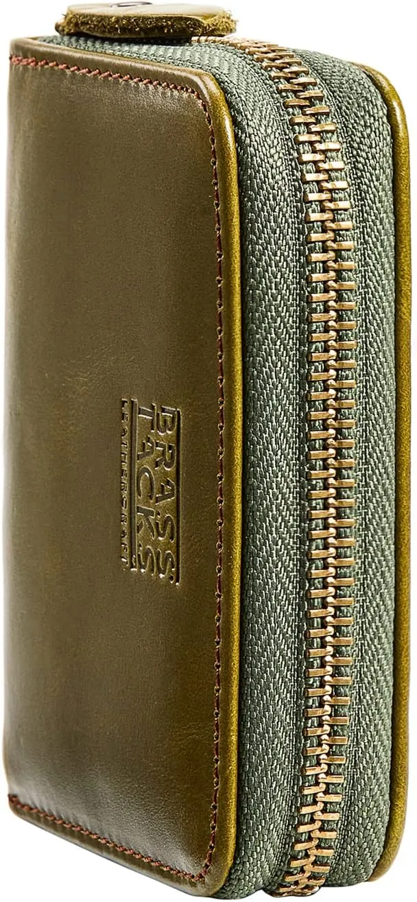 Vintage Full Top Grain Leather Wallet RFID Blocking Multi Card Case with Zipper Pocket Card Holder for Men Women Gift Box