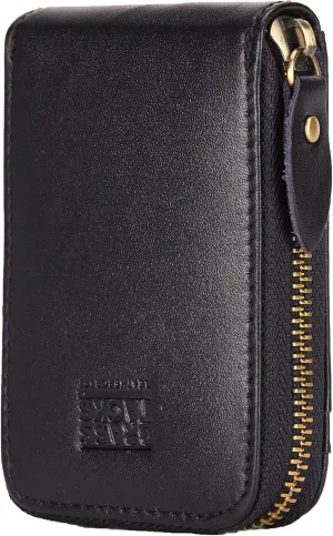 Vintage Full Top Grain Leather Wallet RFID Blocking Multi Card Case with Zipper Pocket Card Holder for Men Women Gift Box