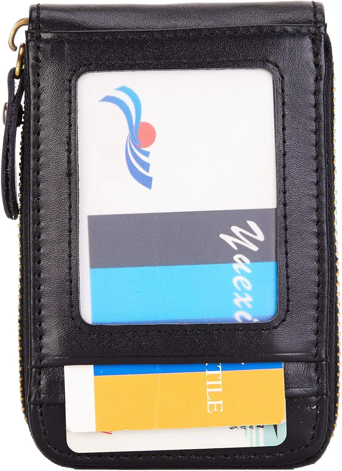 Vintage Full Top Grain Leather Wallet RFID Blocking Multi Card Case with Zipper Pocket Card Holder for Men Women Gift Box