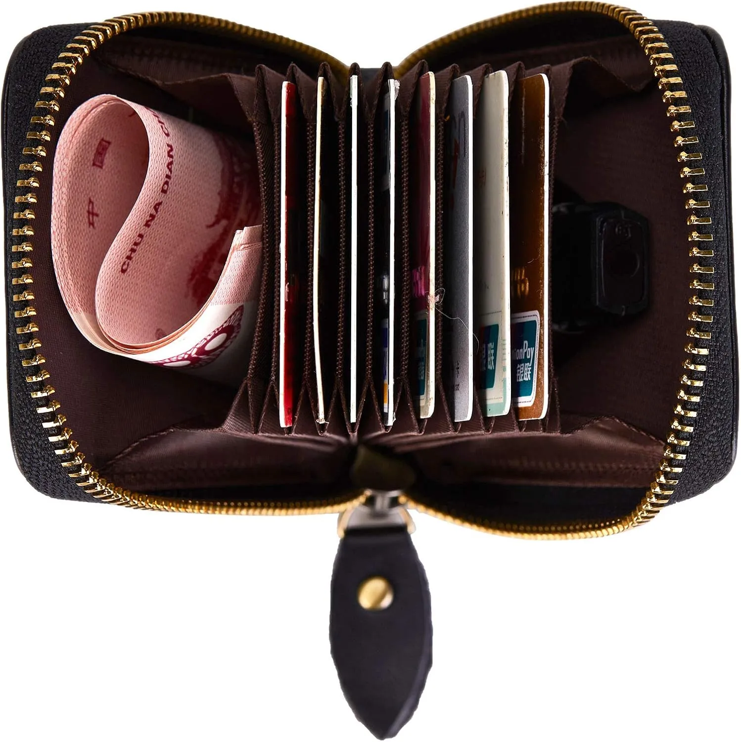 Vintage Full Top Grain Leather Wallet RFID Blocking Multi Card Case with Zipper Pocket Card Holder for Men Women Gift Box