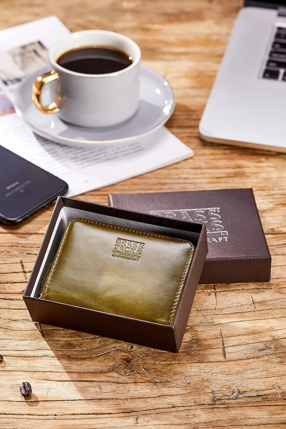 Vintage Full Top Grain Leather Wallet RFID Blocking Multi Card Case with Zipper Pocket Card Holder for Men Women Gift Box