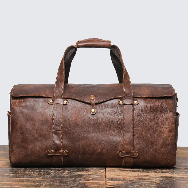 Vintage Leather Duffle Bag Mens Leather Weekender