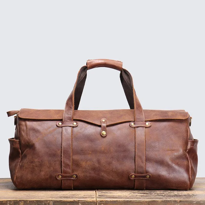 Vintage Leather Duffle Bag Mens Leather Weekender