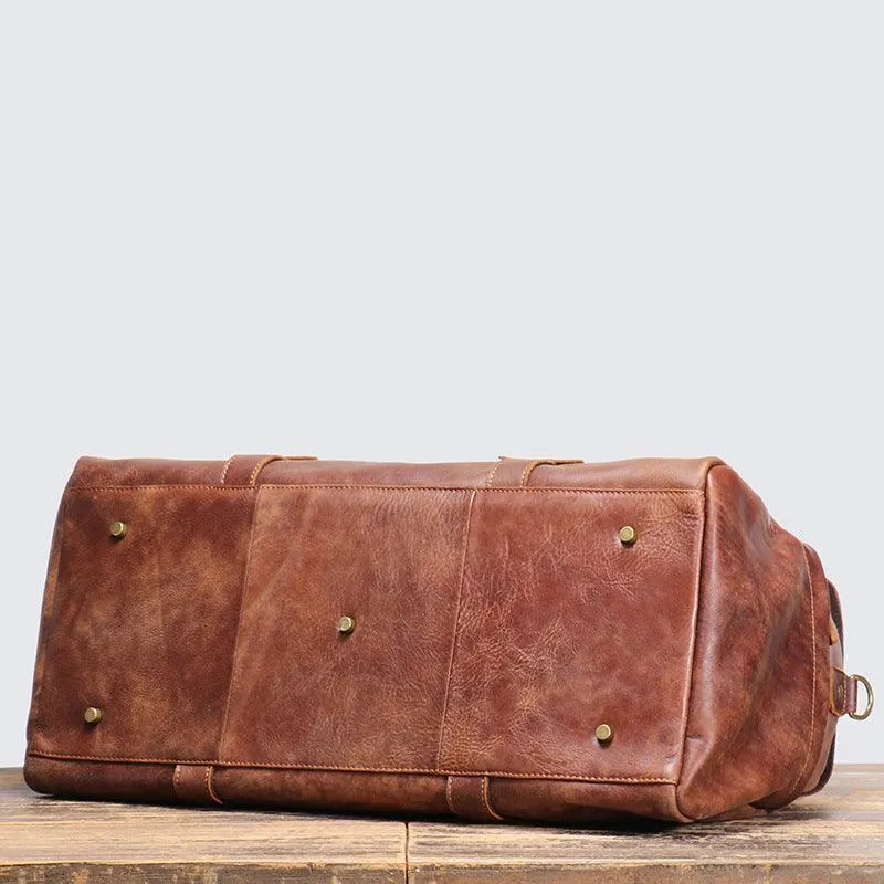 Vintage Leather Duffle Bag Mens Leather Weekender