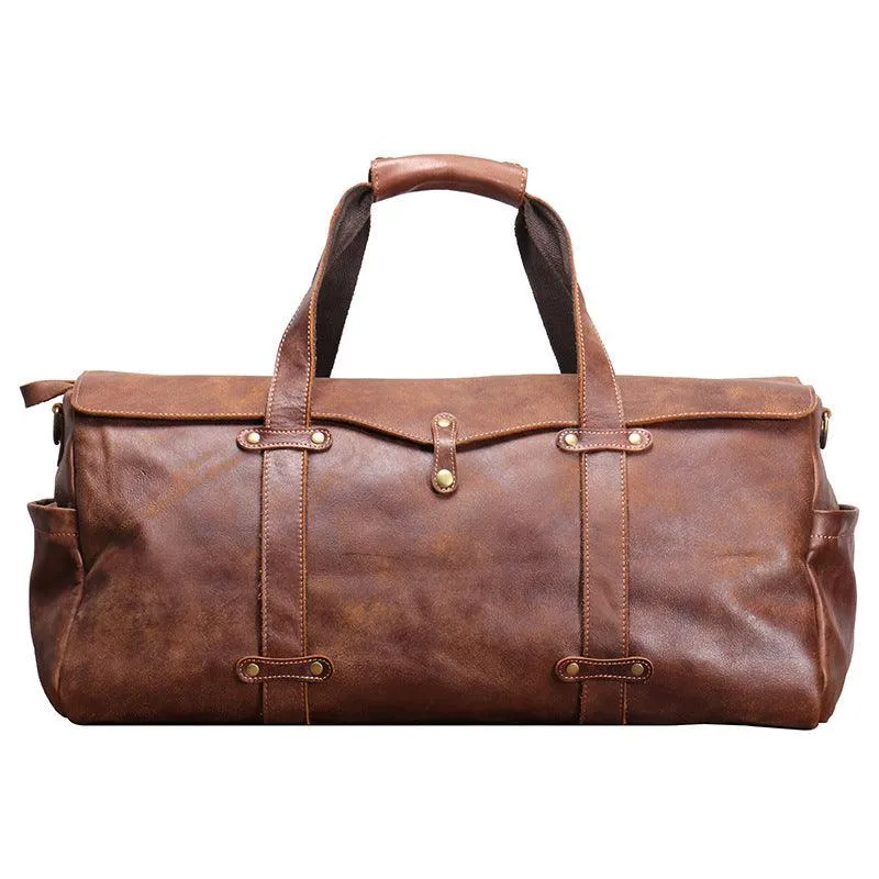 Vintage Leather Duffle Bag Mens Leather Weekender