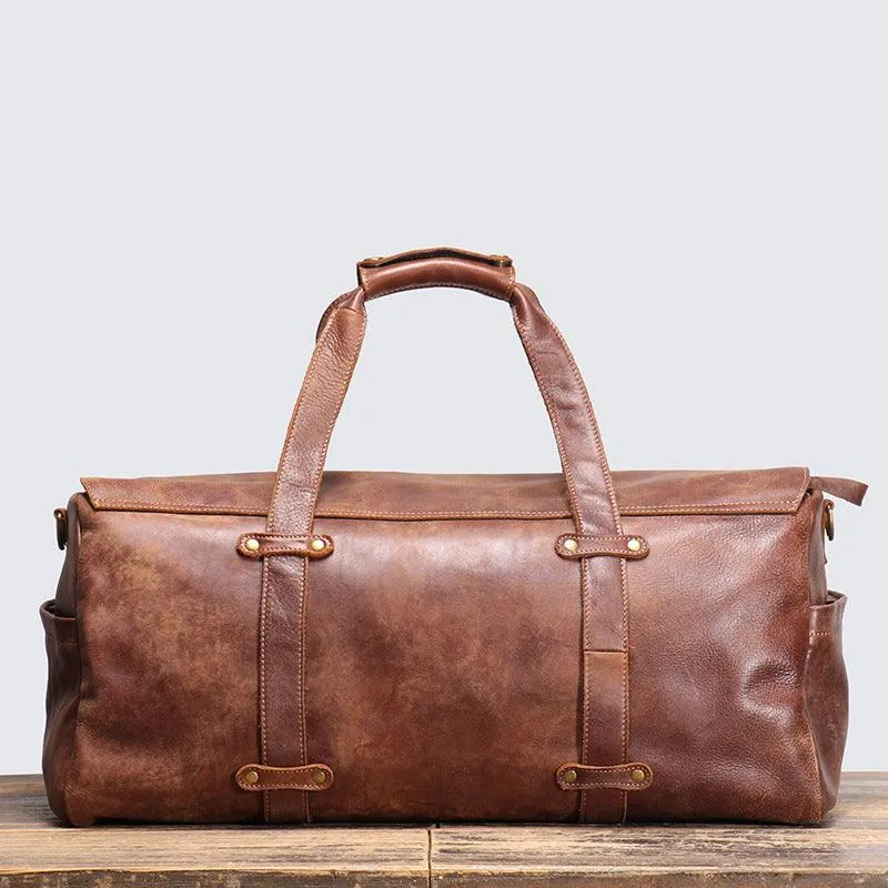 Vintage Leather Duffle Bag Mens Leather Weekender