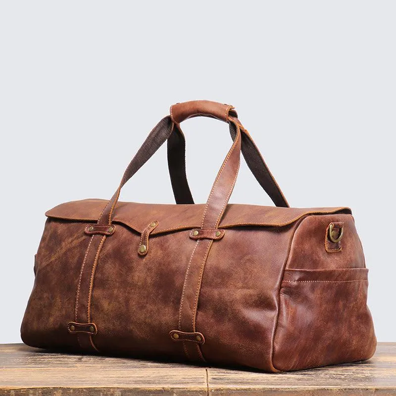 Vintage Leather Duffle Bag Mens Leather Weekender