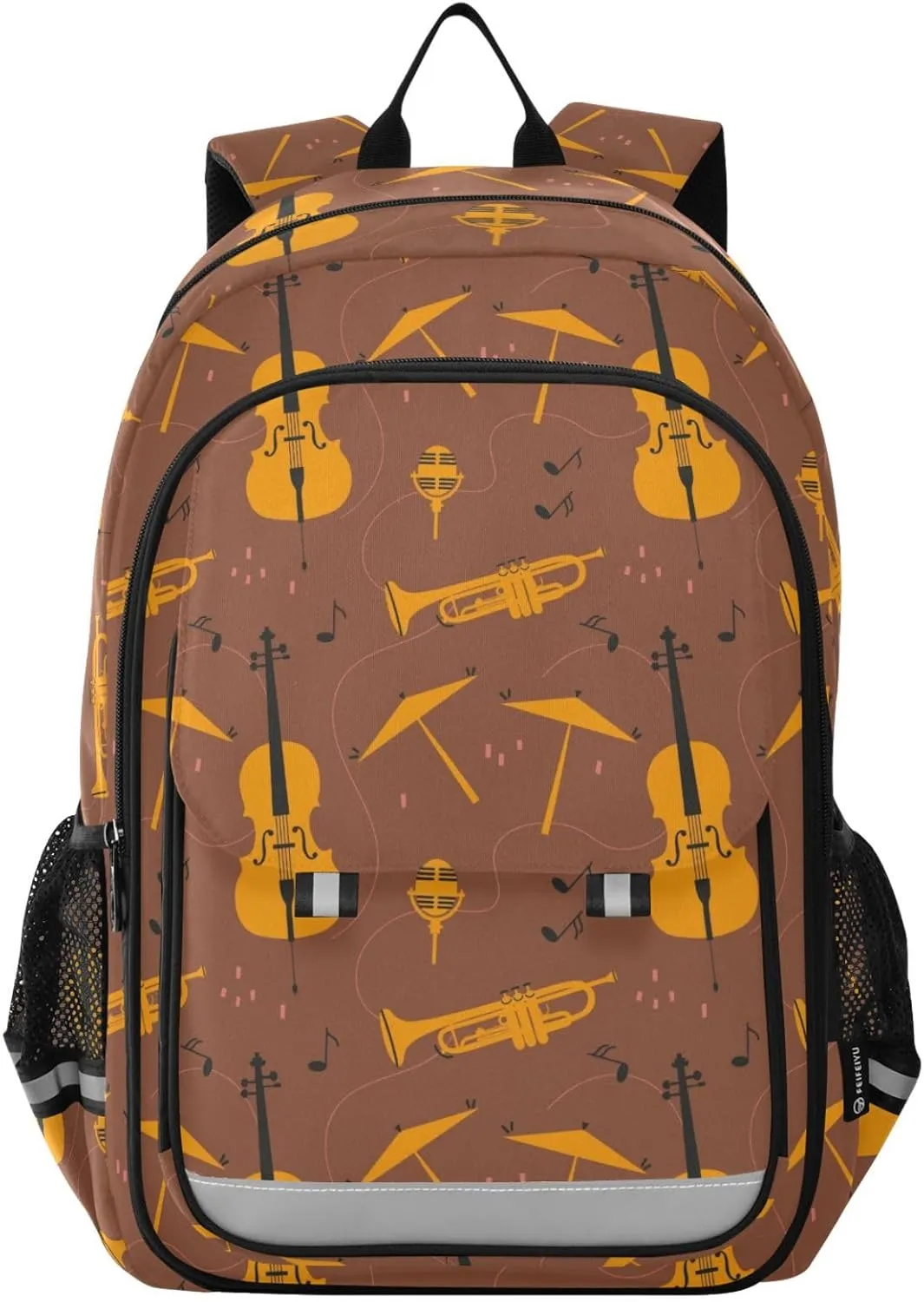 Violin Orchestra Cute Backpack for Boys Girls Elementary School Bag Kids Bookbag Travel Rucksack With Reflective Stripes