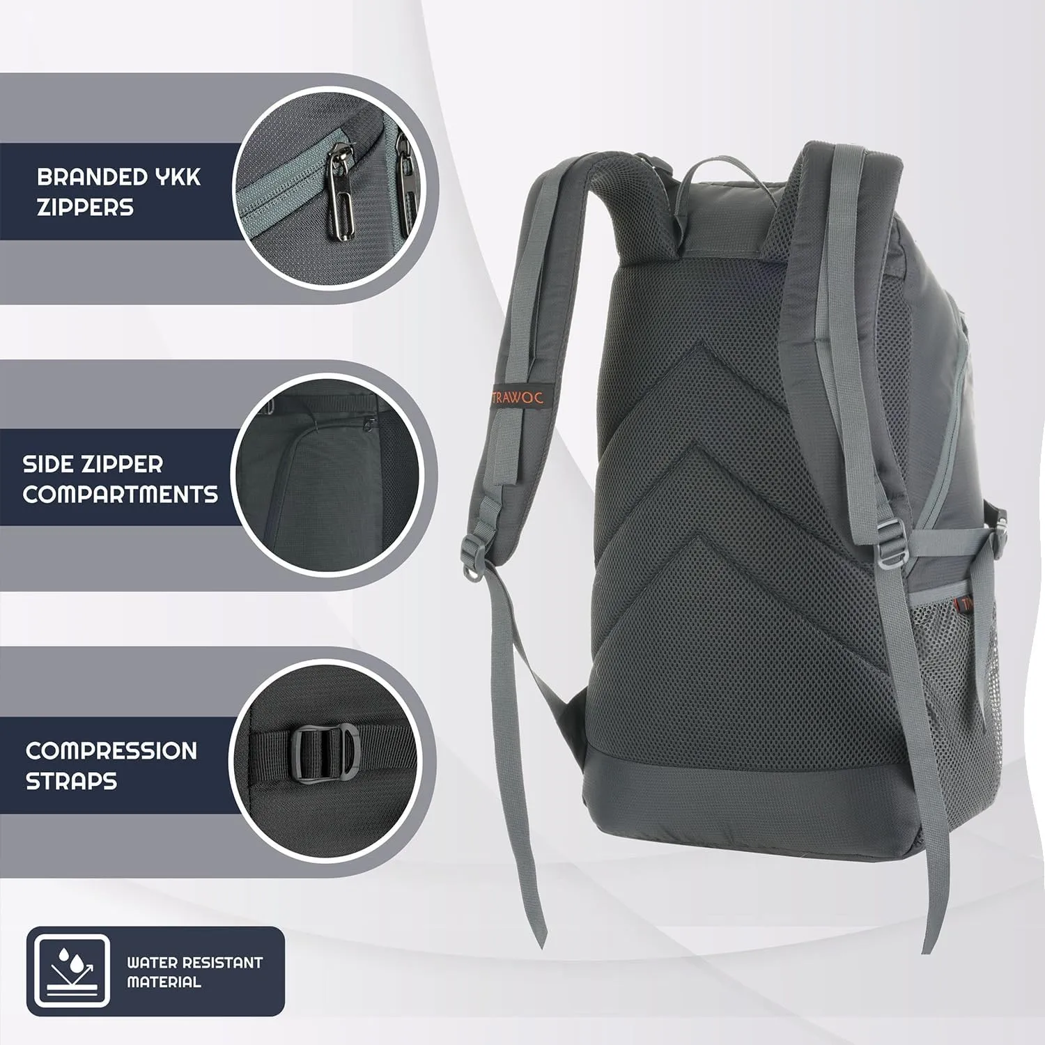VIPER 40L Travel Backpack-Versatile 40L Bag for Men & Women,Laptop Backpack with Water-Resistant Fabric-LHK006-Grey
