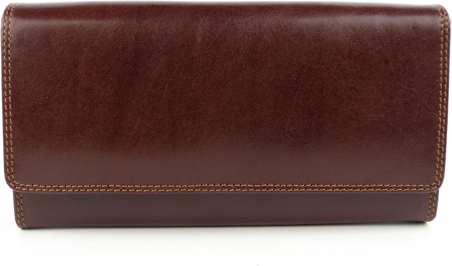 Visconti - Portefeuille Femme Cuir Haute Qualité Marron Italien en Boite Monza Collection