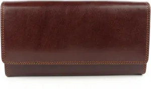 Visconti - Portefeuille Femme Cuir Haute Qualité Marron Italien en Boite Monza Collection