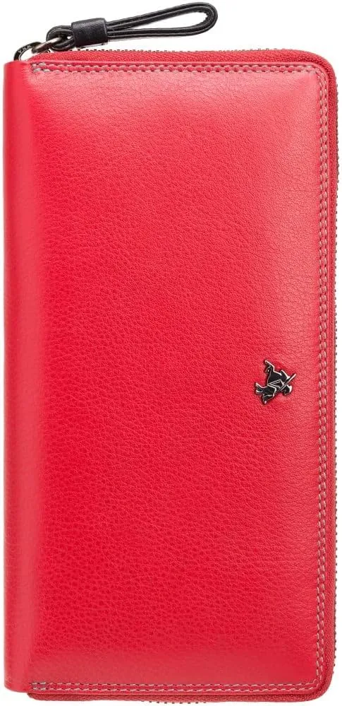 Visconti Spectrum 33 Multi Colored Soft Leather Ladies Wallet Purse Clutch (Red Multi), Large