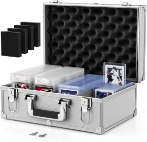 Vitula Trading Card Case Fits for PSA Slabs, Toploaders, Magnetic Card Holders, Trading Cards Storage Case for Traveling, Card Case for Graded Cards or Sports Cards, Lockable and Portable (L,BLACK)