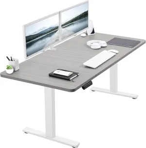 VIVO Electric 60 x 30 in Standing Desk, Memory Height Adjustment, 1B Series, Dark Gray Top White Frame, DESK-KIT-1W6G-30