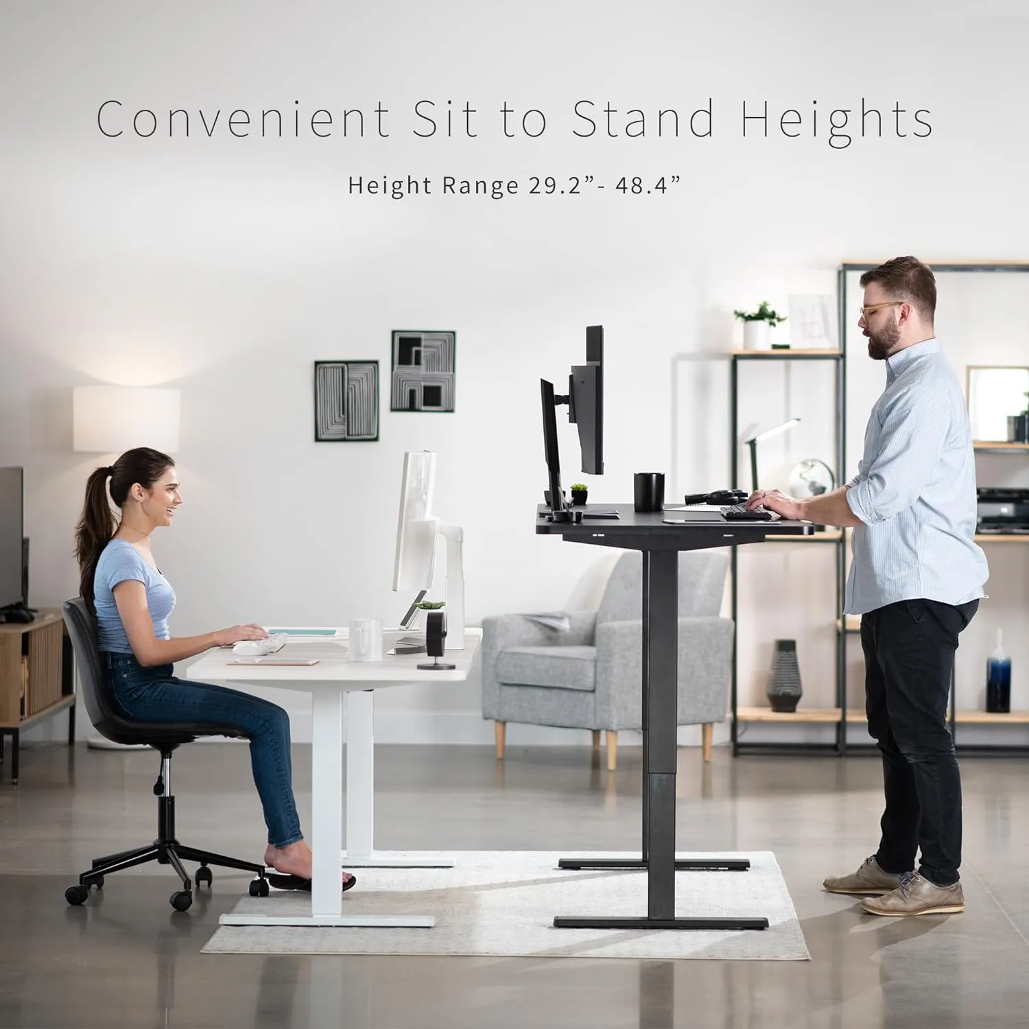 VIVO Electric 60 x 30 in Standing Desk, Memory Height Adjustment, 1B Series, Dark Gray Top White Frame, DESK-KIT-1W6G-30