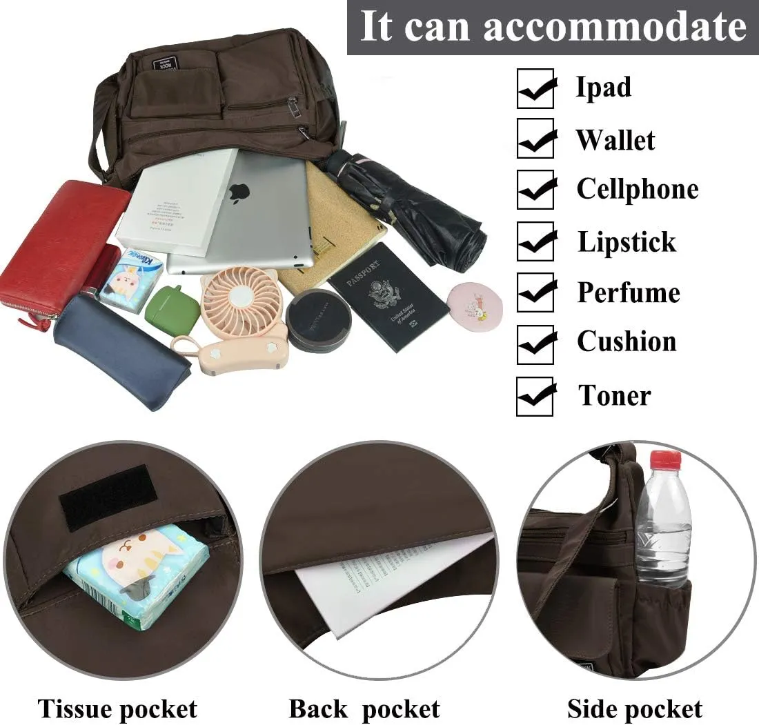 VOLGANIK ROCK Crossbody Bags for Women RFID Lightweight Travel Shoulder Bag Waterproof Nylon purses and handbags Pocketbook