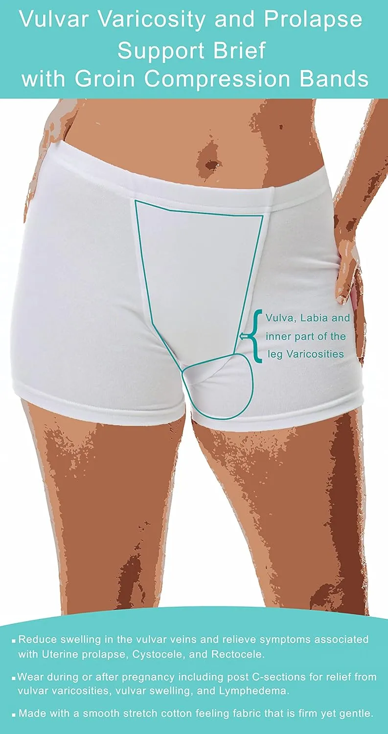 Vulvar Varicosity and Prolapse Support Boy-Leg Brief with Groin Compression Bands - 523