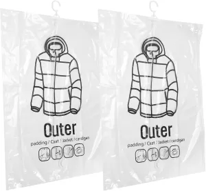 Wakauto 2pcs Travel Vacuum Storage Bag for Clothes Transparent Hanging Seal Design for Organizing Bedding and Garments Space Saving for Home and Bedroom