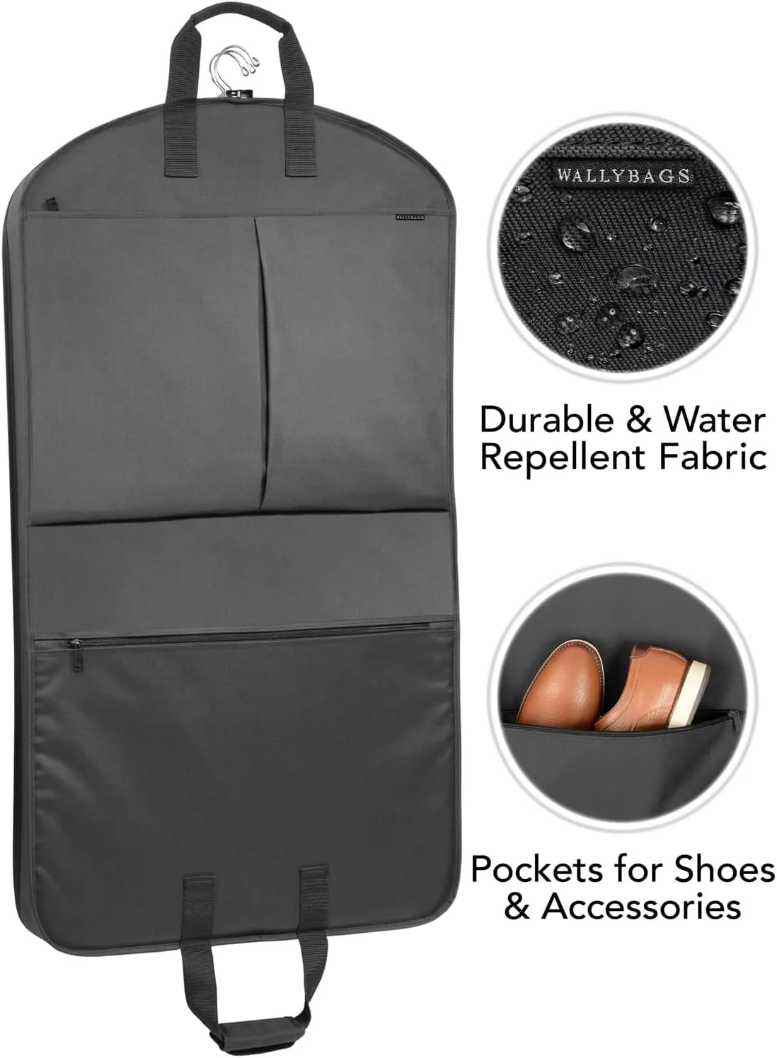 WallyBags® 40” Deluxe Travel Carry-On Garment Bag with Two Pockets, Perfect for Suits and Shirts