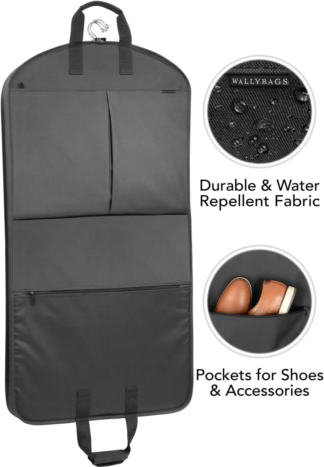 WallyBags® 45” Deluxe Extra Capacity Travel Garment Bag with two accessory pockets