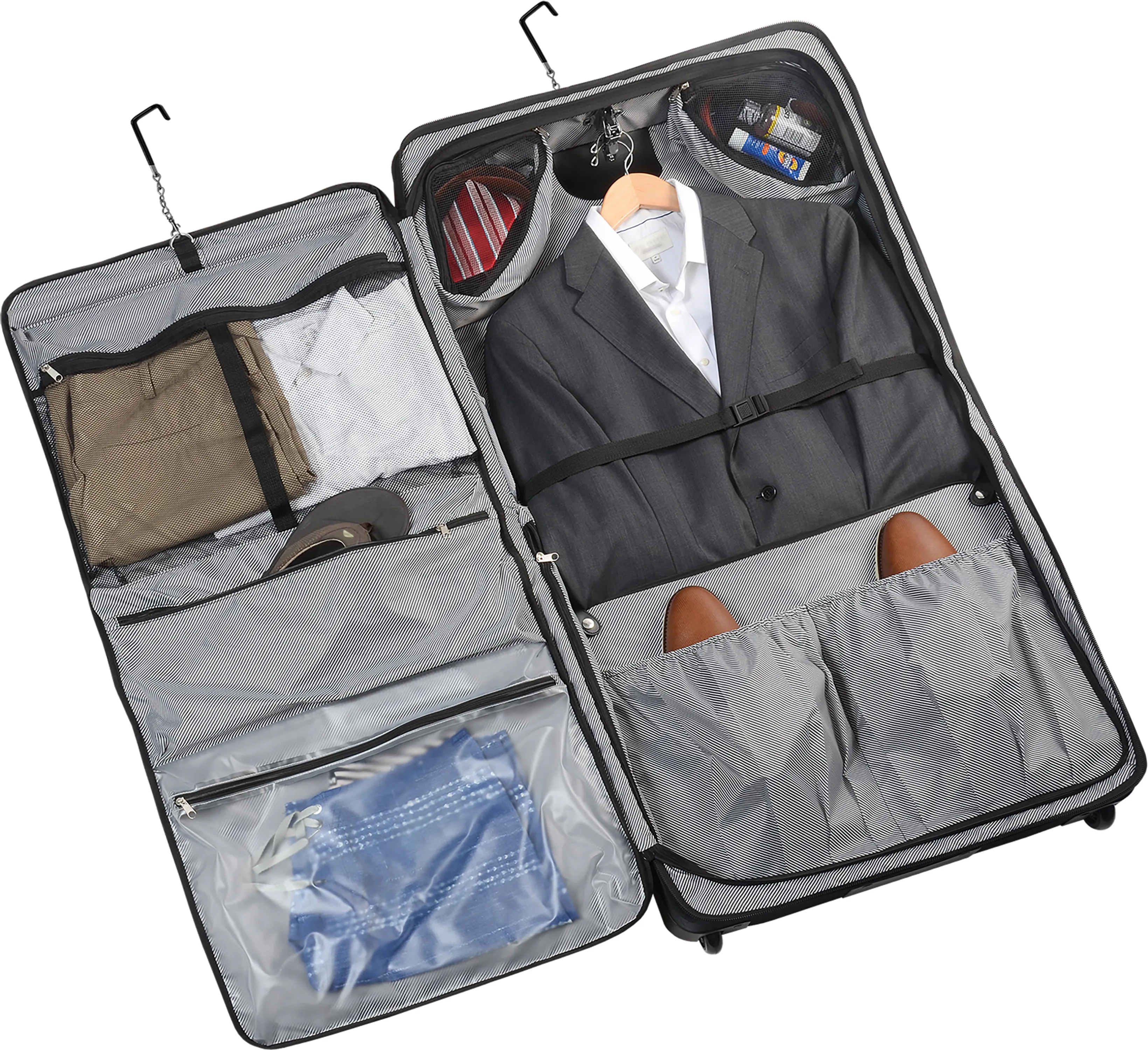 WallyBags® 45” Premium Rolling Garment Bag with multiple pockets Black One Size U2