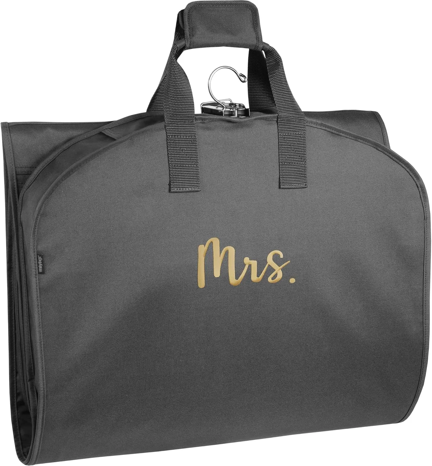 WallyBags® Garment Bag Premium Tri-Fold Travel Exterior Pocket, Black-M1 Gold, 60-Inch