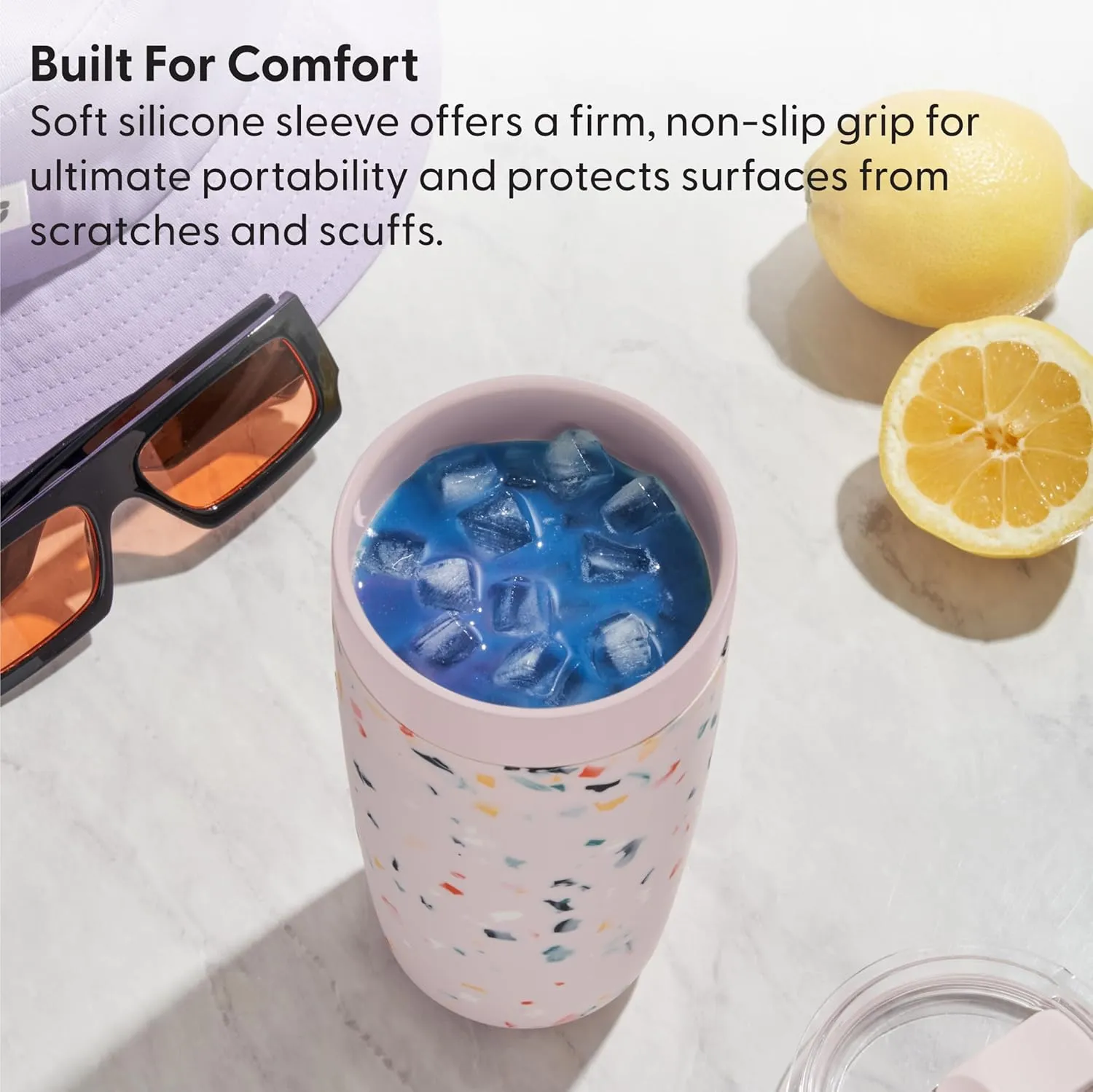 W&P Porter Insulated Tumbler 20 oz | No Metallic Aftertaste Ceramic Coated for Water, Coffee, & Tea | Wide Mouth Vacuum Insulated | Dishwasher Safe, Cream Terrazzo