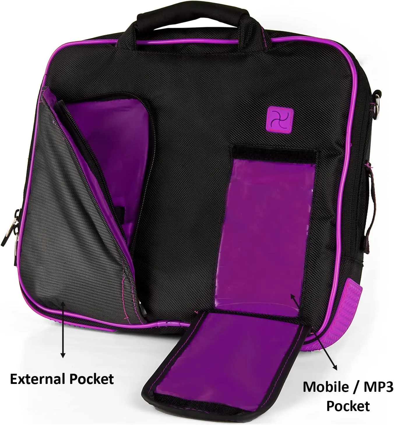 Water-Resistant Nylon Laptop Shoulder Messenger Bag for Professionals - Organized Multi-Compartment Tote for 12" Computers