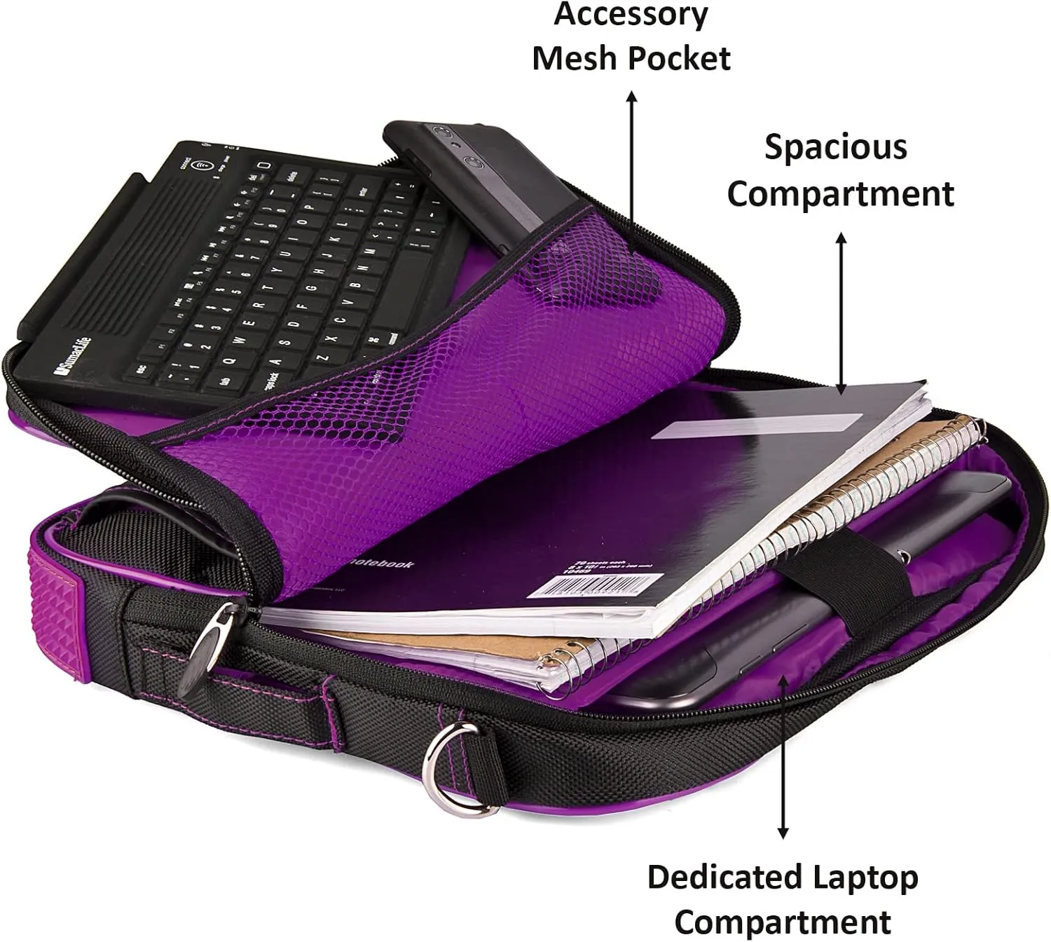 Water-Resistant Nylon Laptop Shoulder Messenger Bag for Professionals - Organized Multi-Compartment Tote for 12" Computers