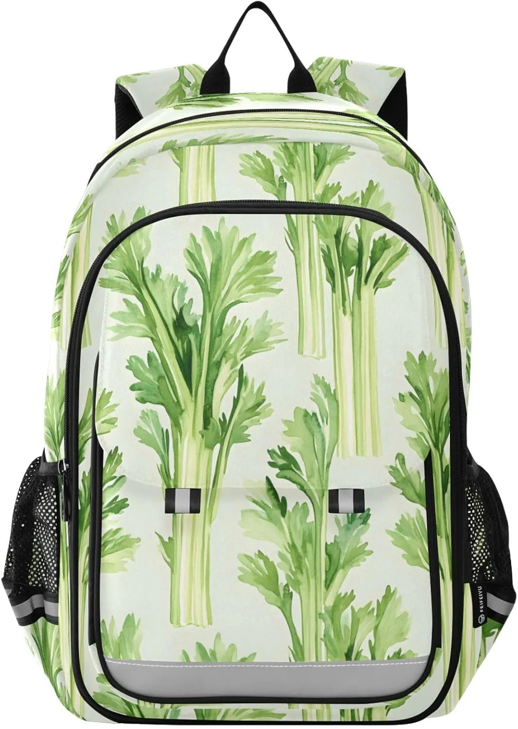 Watercolor Celery Stalks Backpack School Bag Laptop Backpack Students Travel Daypack with Reflective Stripes