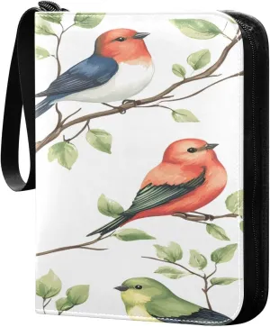 Watercolor Colorful Bird Pattern Card Holder, Card Holder Album with 400 Card Slots in 50 Pages for Display, Storage, Portability