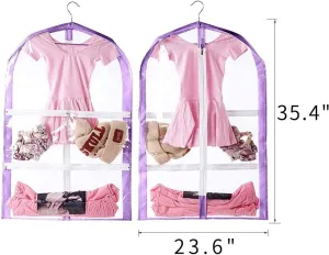 Waterproof Hanging Garment Bag,Garment Bags for Hanging Clothes,Clear Kids Dance Costume Garment Bag for Sports,Skating,Theatre,Beauty Pageants