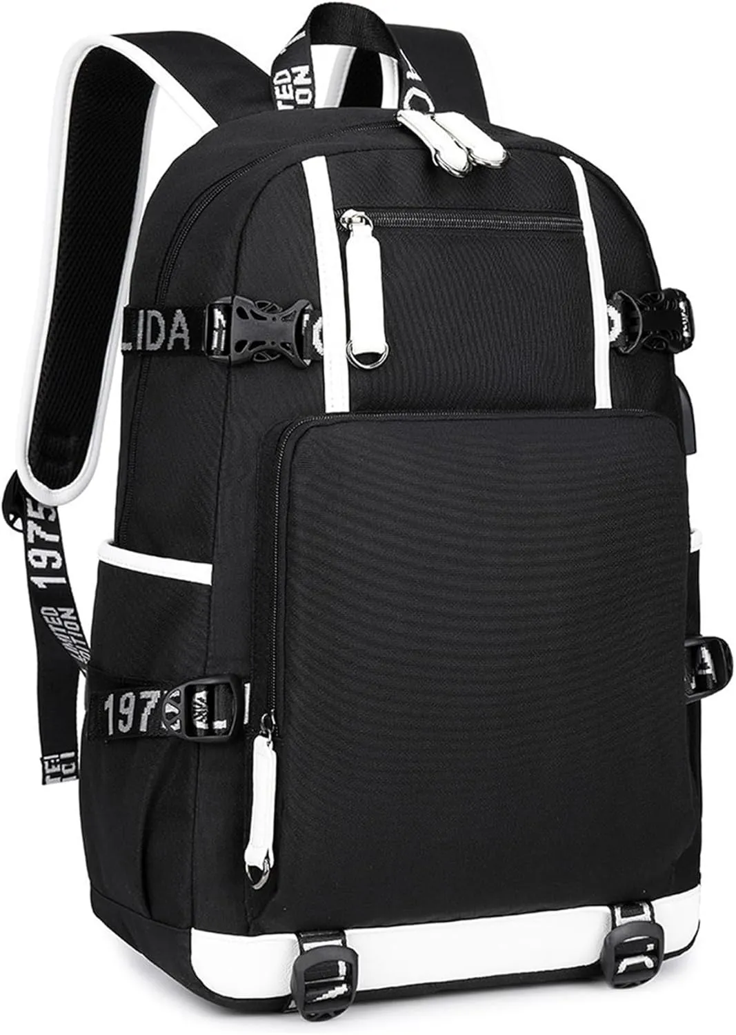 Wear Resistant Backpack with USB Charging Port Lightweight Bookbag Multifunction Laptop Bagpack Classic Knapsack